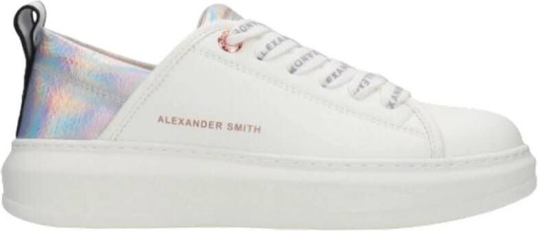 Alexander Smith Witte Multisilver Leren Sneaker White Dames