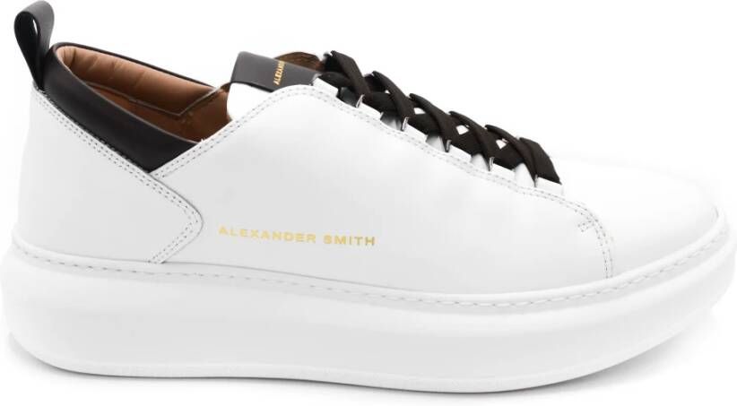 Alexander Smith Witte Sneakers met Leren Voering en Rubberen Zool White Heren