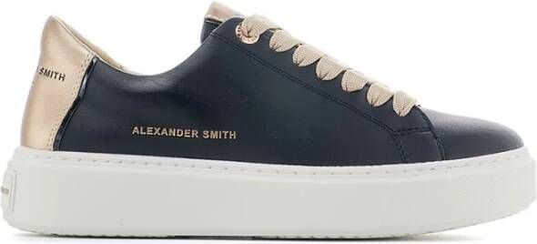 Alexander Smith Zwarte leren vetersneakers met koperen accenten Zwart Heren