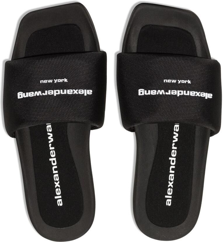 Alexander Wang Zwarte Logo-Print Platte Sandalen - Foto 2