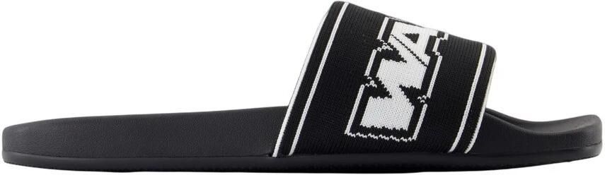 Alexander Wang Zwarte Webbing Pool Slides Gecoat Canvas