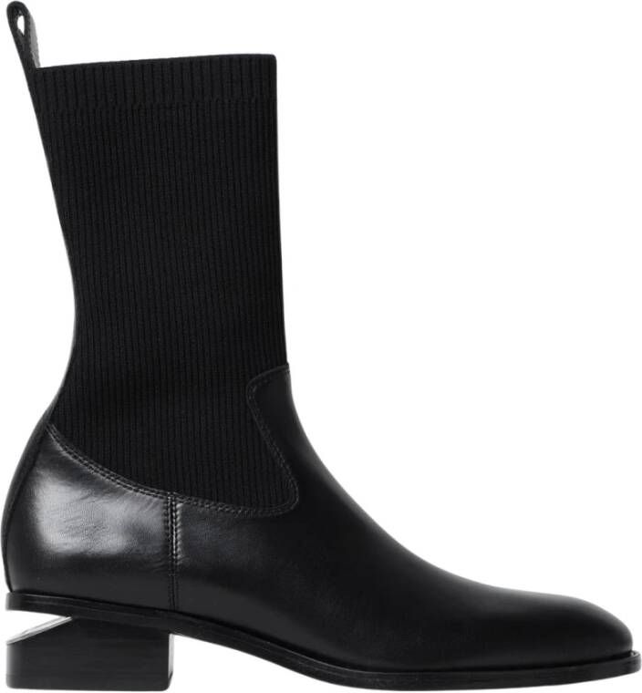 Alexander Wang Zwarte Gebreide Enkellaars Lage Hak
