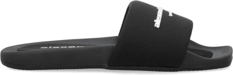 Alexander Wang Zwarte Gesloten Teen Pool Slide Schoenen