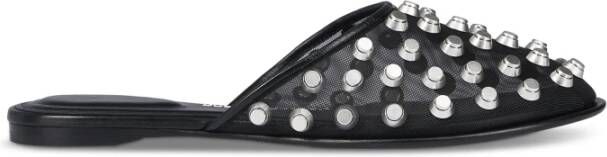 Alexander Wang Zwarte Platte Pantoffels Sandalen