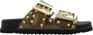 AllSaints Sian leather slides Groen Dames