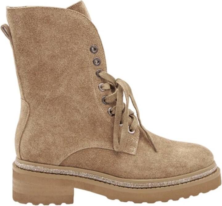 Alma en Pena Leren Veterschoenen Enkellaarsjes Brown Dames