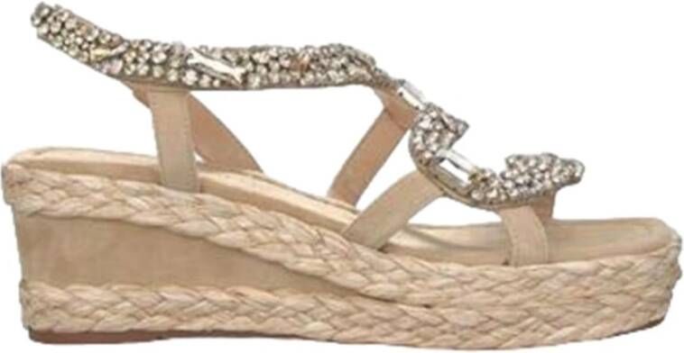 Alma en Pena Beige Casual Damessandalen met Hemp Sole Beige Dames