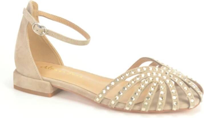 Alma EN Pena Beige Platte Sandalen met Bandjes
