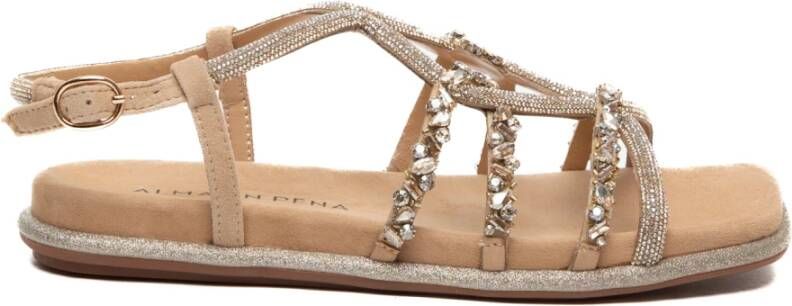 Alma en Pena Beige Strass Sandalen Beige Dames