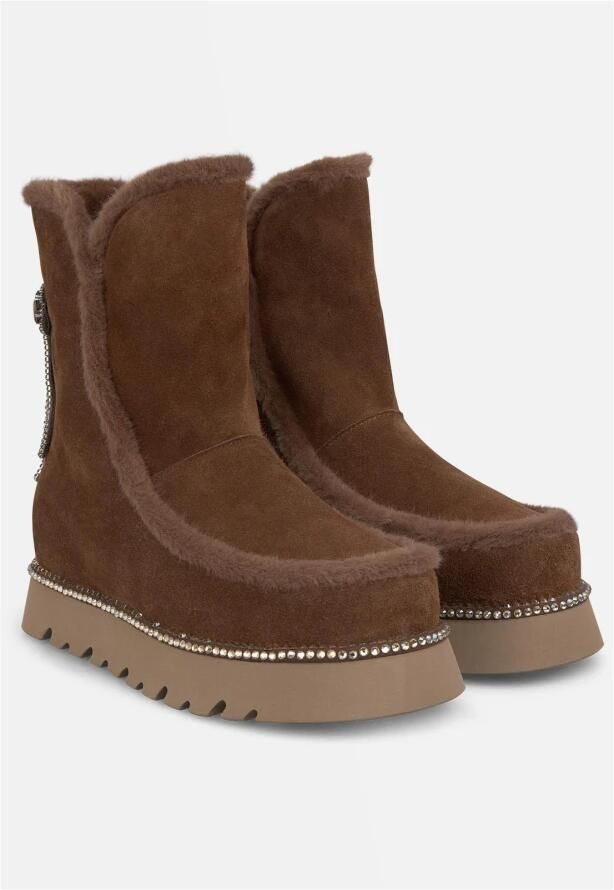 Alma EN Pena Bootie met bontdetails gecombineerd