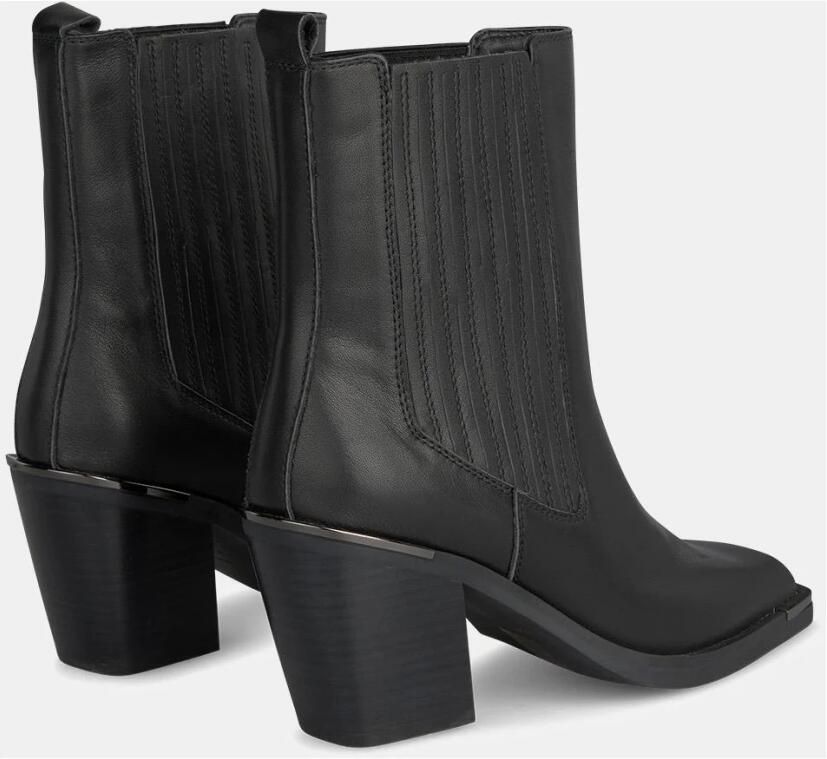 Alma en Pena Vierkante neus blokhak laars Black Dames