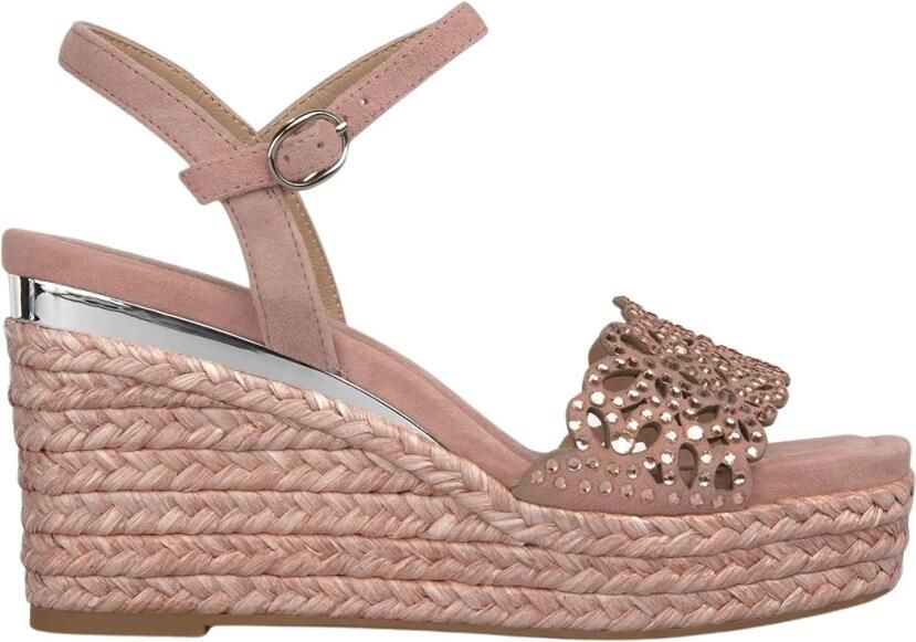Alma EN Pena Espadrille Sleehak Sandalen met Brede Geborduurde Band