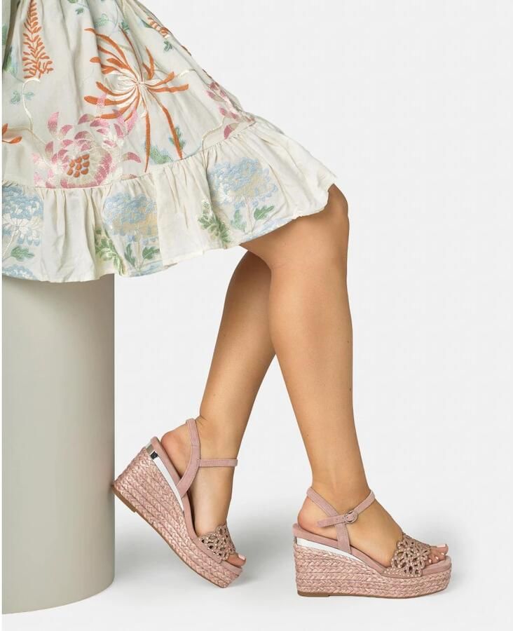 Alma EN Pena Espadrille Sleehak Sandalen met Brede Geborduurde Band - Foto 2