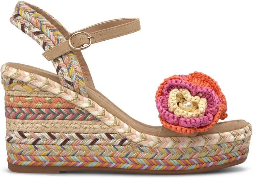 ALMA EN PENA Esparto Platform Sandaal Met Bloem Borduurwerk Detail