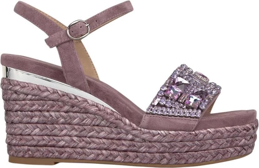 Alma EN Pena Esparto Wedge Sandal With Rhinestone Strap