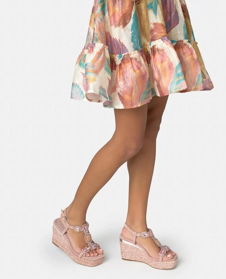 Alma EN Pena Esparto Wedge Sandal With T-Strap - Foto 2