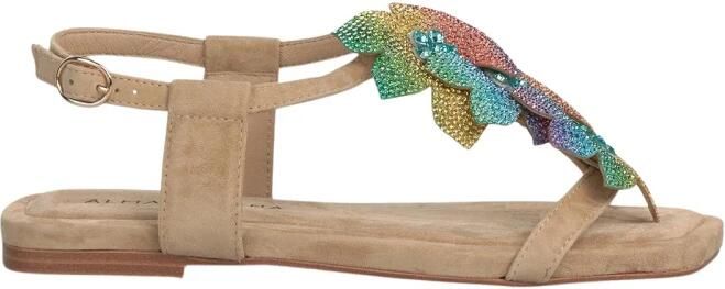 Alma EN Pena Flat Sandal With Front Flowers