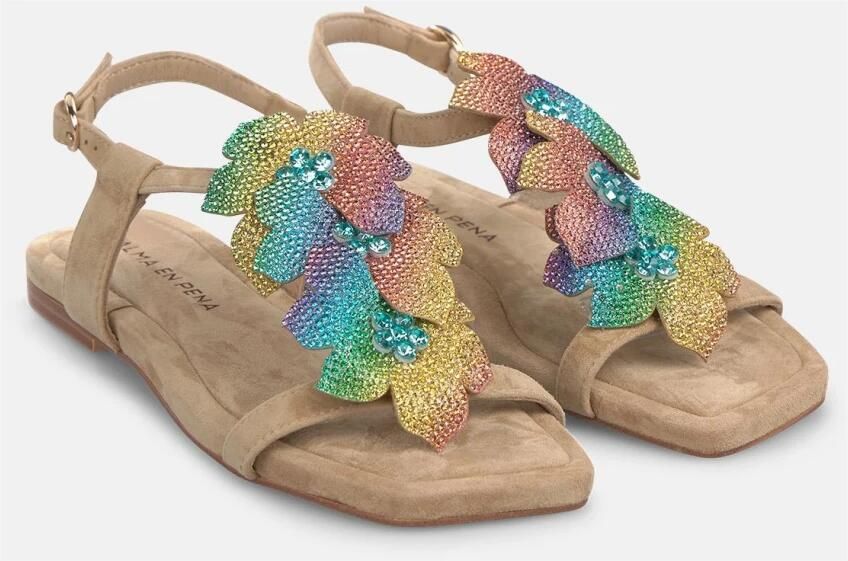 Alma EN Pena Flat Sandal With Front Flowers - Foto 2