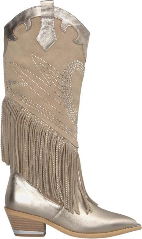 Alma en Pena Fonkelende Fringed Cowboy Laarzen Brown Dames