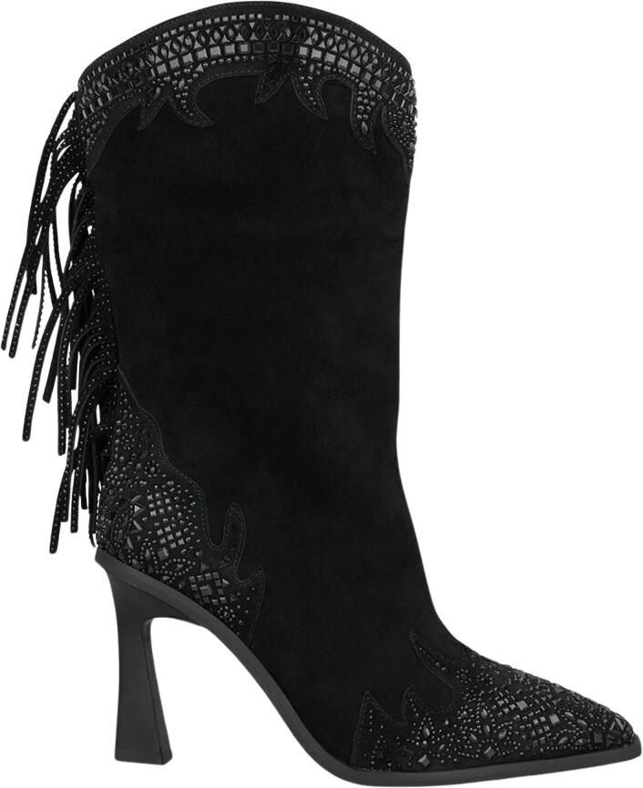 Alma en Pena Enkellaarsjes met puntige neus en franjes Black Dames - Foto 2