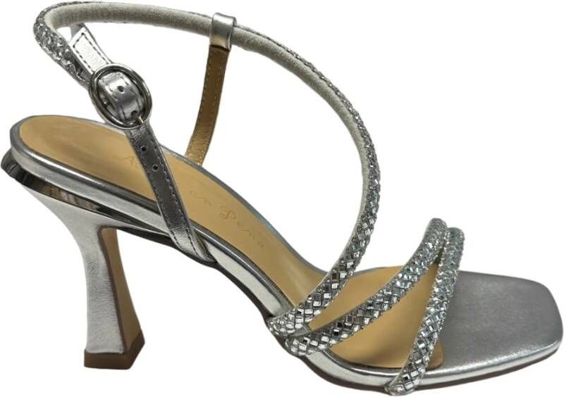 Alma en Pena Gelamineerde leren sandalen 10cm hak Gray Dames
