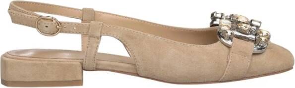 Alma en Pena Gesp Rhinestone Platte Schoen Beige Dames