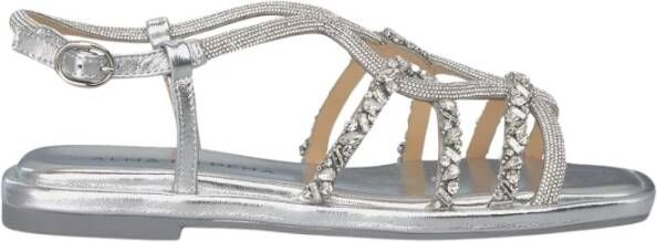 Alma en Pena Rhinestone Gevlochten Platte Sandaal Gray Dames