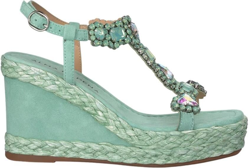 Alma en Pena Geweven Sleehak Sandaal Green Dames - Foto 2