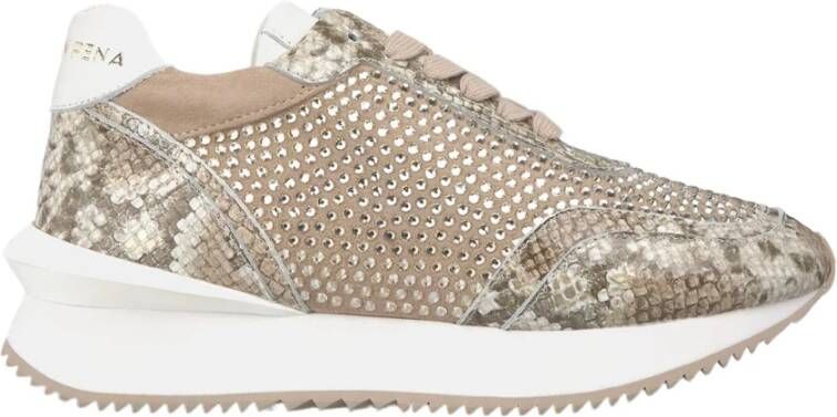 Alma en Pena Glanzende leren platform sneakers Beige Dames