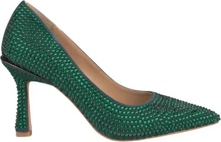 Alma en Pena Glanzende puntige stiletto pumps Green Dames