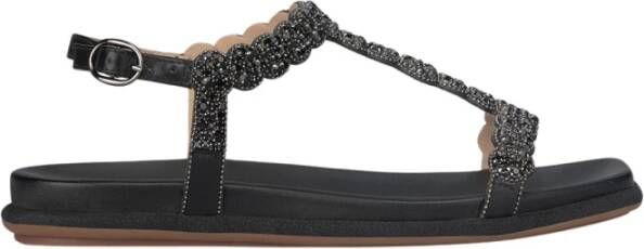 Alma en Pena Glinsterende platte sandaal Black Dames