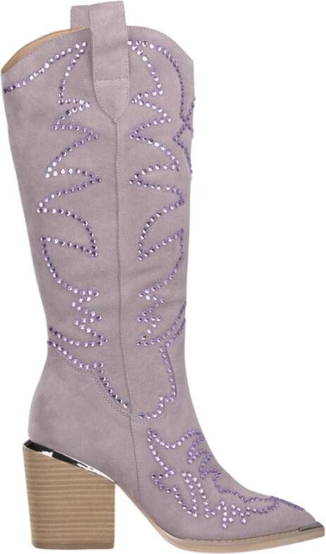 Alma en Pena Glitter Cowboy Boot met hak Purple Dames