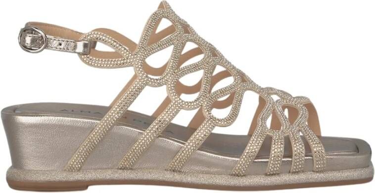 Alma en Pena Glitter Sleehak Sandaal Yellow Dames