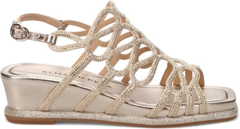 Alma en Pena Gouden Sandalen Elegant Comfortabel Voetbed Beige Dames