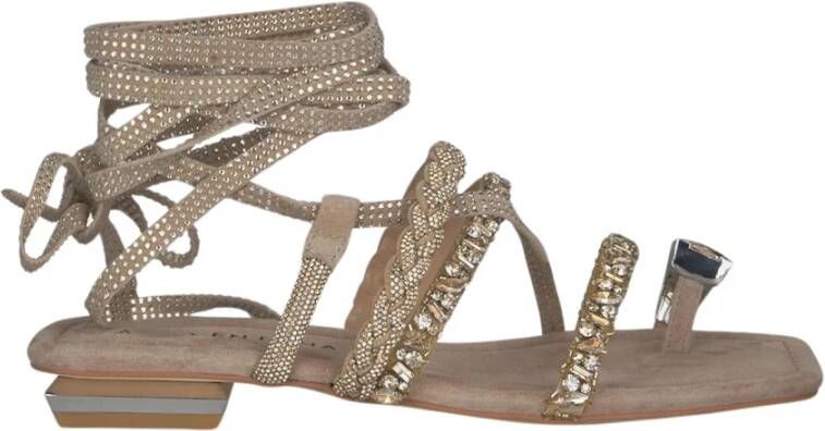 Alma en Pena Griekse Stijl Geknoopte Been Sandaal Brown Dames