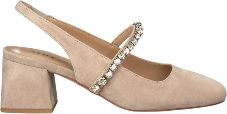 Alma en Pena Hak Schoen met Strassband Brown Dames