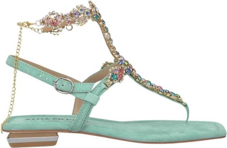 Alma en Pena Kristal enkelband sandaal Green Dames