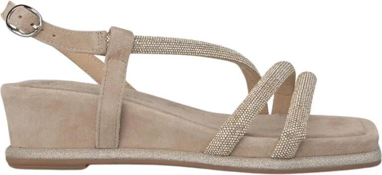 Alma en Pena Kristal Sleehak Sandalen Brown Dames