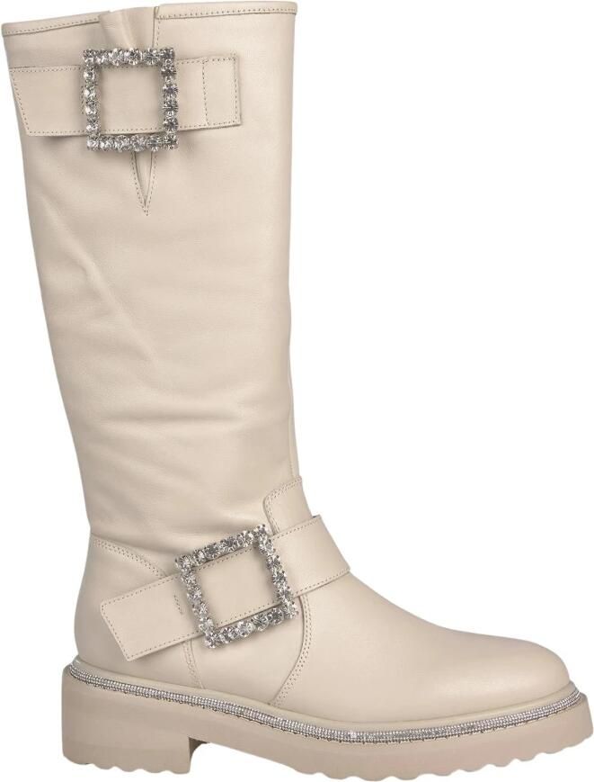 Alma en Pena Leren Hoge Laarzenjes met gespdetail White Dames - Foto 2