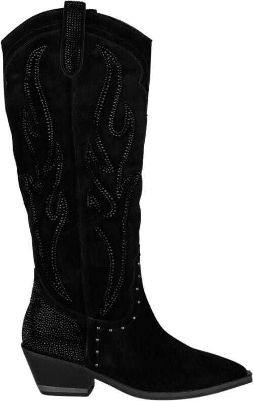 Alma en Pena Leren cowboy laarzen met strass details Black Dames
