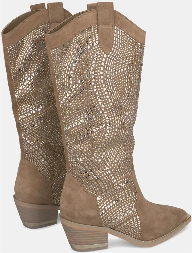 Alma en Pena Glamoureuze leren cowboy laarzen Beige Dames - Foto 2