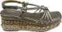Alma en Pena Leren Hoge Hak Sandalen Rubberen Zool Brown Dames - Thumbnail 1