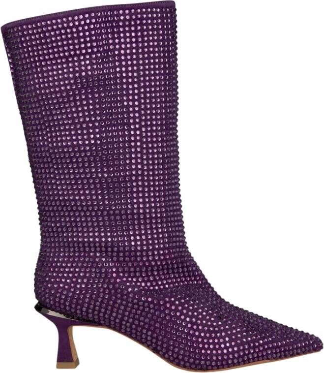 Alma en Pena Leren Hoge Laarzenjes met puntige neus Purple Dames