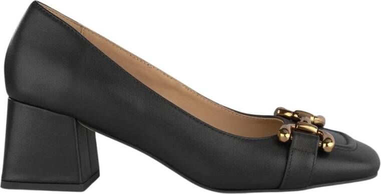 Alma en Pena Leren pumps met vierkante neus Black Dames