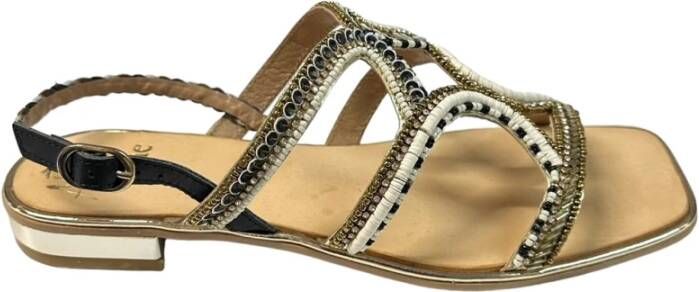 Alma en Pena Leren sandalen met koraalkralen Yellow Dames