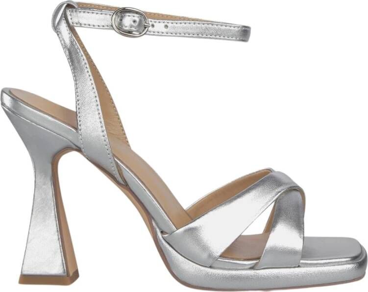 Alma en Pena Leren Strappy Sandalen met Hak Gray Dames