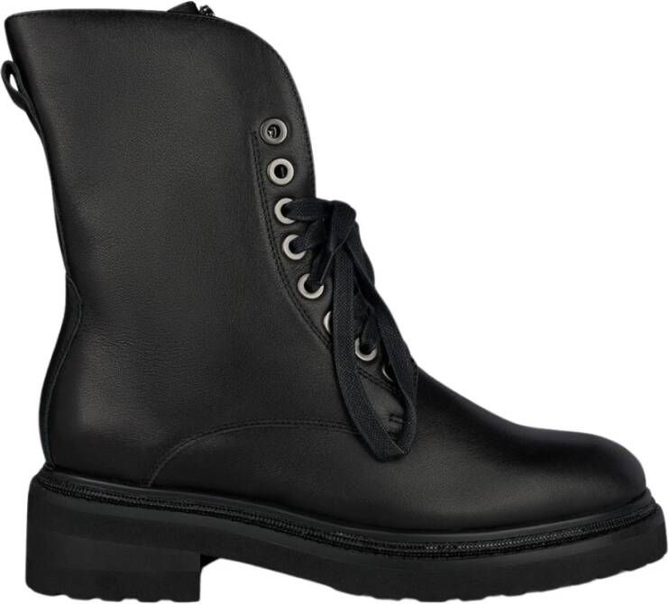 Alma en Pena Leren Veterschoenen Enkellaarsjes Black Dames