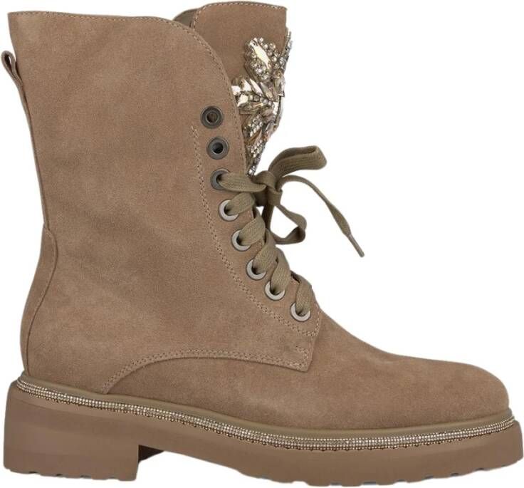 Alma en Pena Leren Veterschoenen Enkellaarsjes Brown Dames