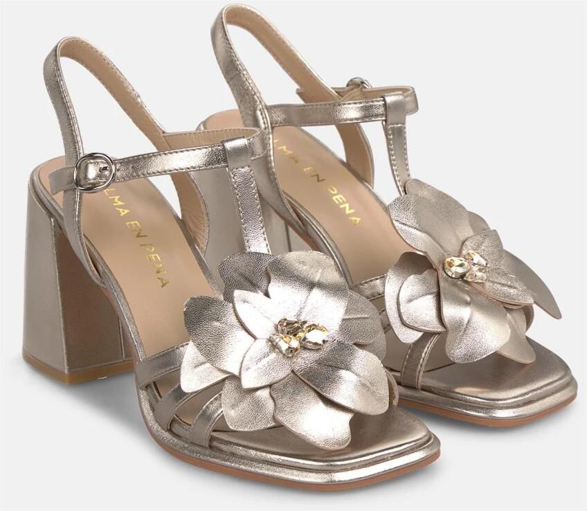 Alma EN Pena Metallic Sandal With Flower Detail - Foto 2