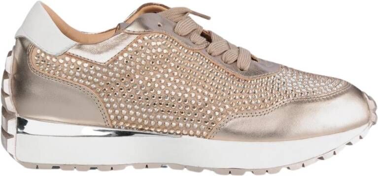 Alma en Pena Metallic sneakers met strass Brown Dames